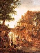 Ostade, Isaack Jansz. van A Woman Selling Fruit by a Cottage oil painting picture wholesale